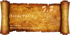 Tordy Pál névjegykártya